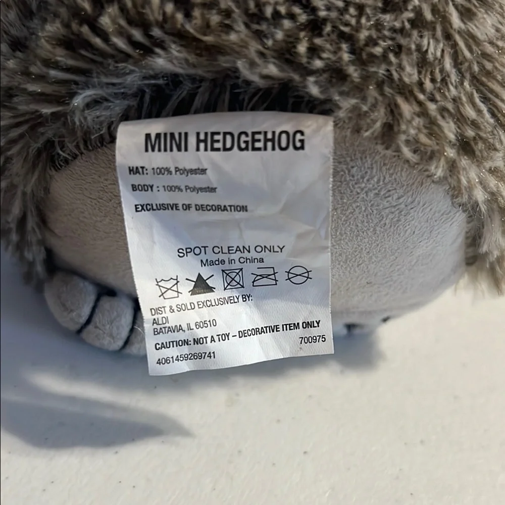 Hedgehog Gnome 10 “ Holiday Christmas decoration white &‎ gray